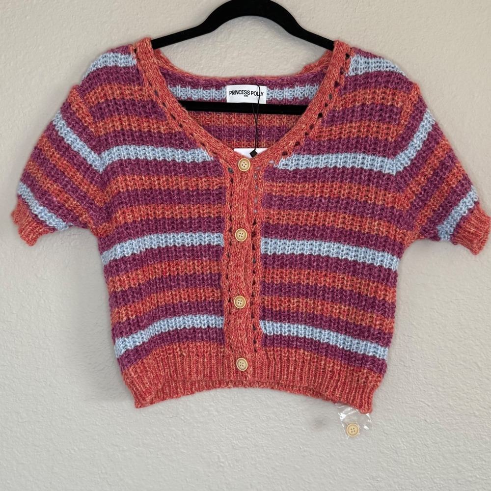 NWT Princess Polly Compassion Cardigan S/M Striped 90s Soft Girl Indie Cottage